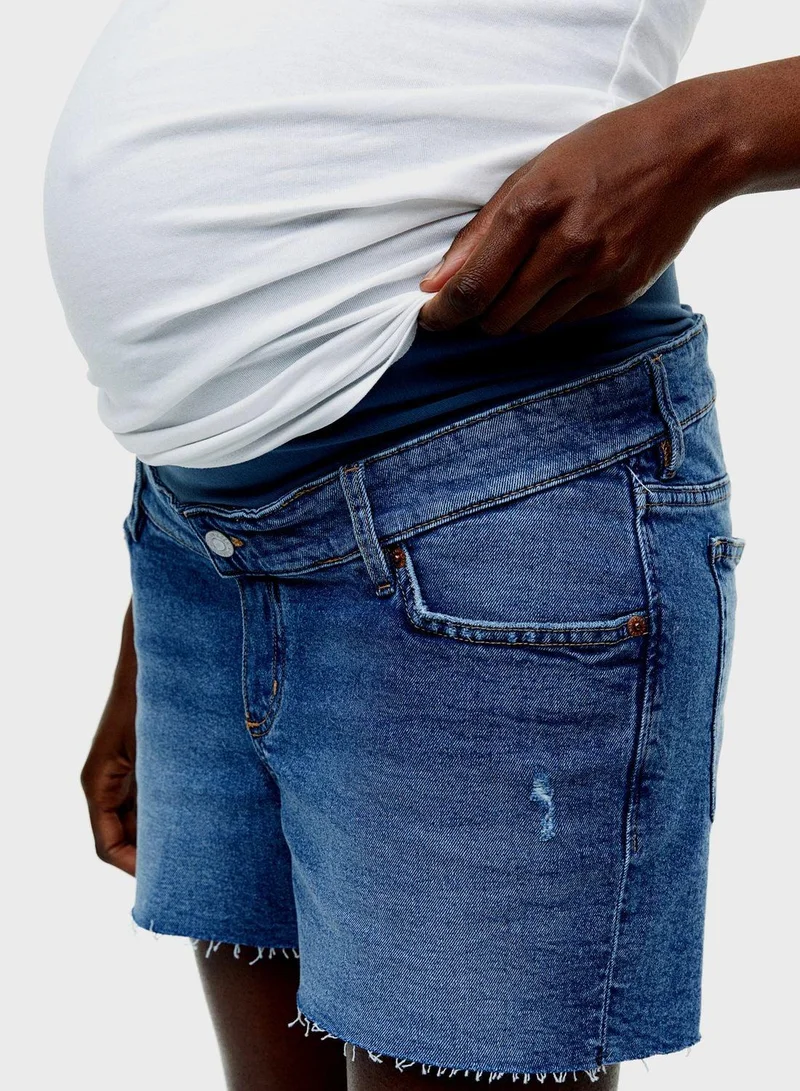 اتش اند ام شورت جينز بخصر مرتفع